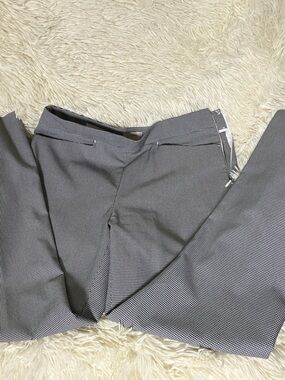LOFT Black & White Microcheck Straight Leg Pants